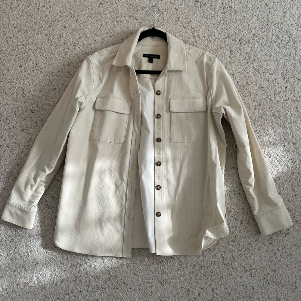 Banana Republic Cream Corduroy Shacket